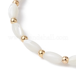 Эластичные браслеты из натуральной ракушки с овальными бусинами для женщин&nbsp;BJEW-JB10059