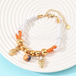 Браслеты с подвесками из нержавеющей стали 304 и синтетического радужного камня&nbsp;BJEW-K247-03G