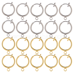 20 шт. 2-х цветная фурнитура для сережек-клипс из нержавеющей стали 304&nbsp;STAS-SC0010-31