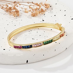 Латунные браслеты с микропаве из кубического циркония для женщин BJEW-K274-08G