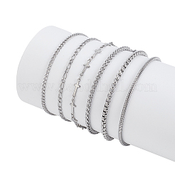 6шт 6 стиля браслетов-цепочек из нержавеющей стали 304 BJEW-GA0001-18