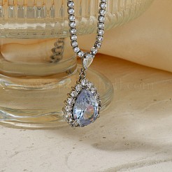 Комплекты из латунных серег-капель и ожерелий с подвесками из горного хрусталя для женщин&nbsp;AT5117-1