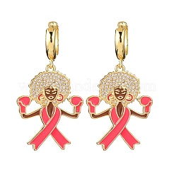 Серьги-кольца из латуни с прозрачным фианитом EJEW-Q042-03A-G