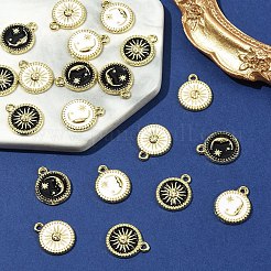 10 шт. 2 стильных эмалевых подвесок из сплава с изображением солнца и луны&nbsp;ENAM-YW0006-75A