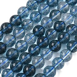 Окрашенная круглые натуральный потрескивание кварц бисер пряди G-K084-8mm-03A