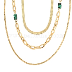 Золотистые однослойные ожерелья из нержавеющей стали 304 для женщин NJEW-A032-03G-01