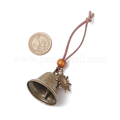Железный колокольчик и подвесные украшения в виде солнца из сплава в тибетском стиле&nbsp;HJEW-JM03369