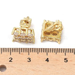 Серьги-клипсы из латунного микро-паве с прозрачными фианитами&nbsp;EJEW-A132-02C-G