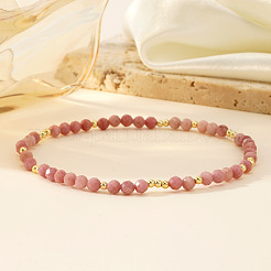 Браслеты из натуральных круглых бусин родонита для женщин&nbsp;CQ7665-1