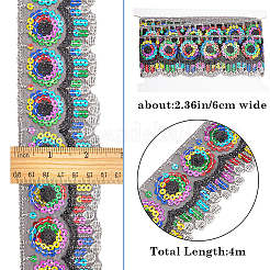 4~4.5 м полиэстерового кружева в этническом стиле с цветными пайетками OCOR-GF0002-39A