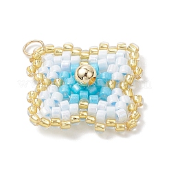 3 шт. подвески из двухцветного стеклянного бисера ручной работы в форме четырехлистника&nbsp;PALLOY-MZ00965