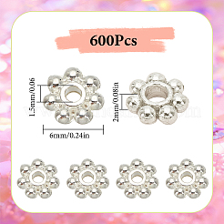 600 шт. бусины-разделители в виде маргариток из сплава FIND-SP0002-12B-S