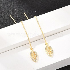 Серьга-нить из латуни с микропаве и прозрачными кубическими циркониями.&nbsp;EJEW-H182-06G