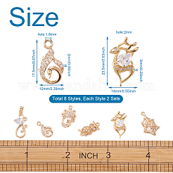 16шт 8 стиля латунные подвески с микропаве и кубическим цирконием&nbsp;KK-CF0001-02
