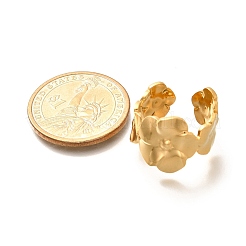 Кольцо-манжета из нержавеющей стали Flower 201 для женщин RJEW-A053-02A-G