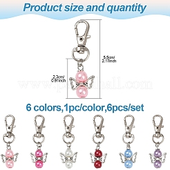 6 шт. 6-х цветный ангельский стеклянный жемчуг и сплав подвеска украшение&nbsp;HJEW-YW00072