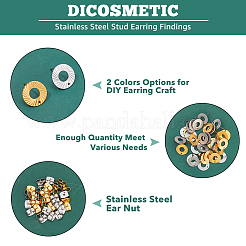 40 шт. 2 цвета 201 нержавеющая сталь фурнитура для сережек-гвоздиков&nbsp;STAS-DC0011-65