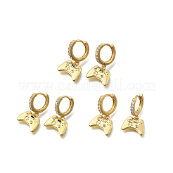 Латунные микро проложить серьги обруча кубического циркония EJEW-P322-14G