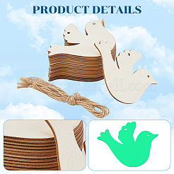 40 шт. необработанное деревянное подвесное украшение BIRD-CP0001-01