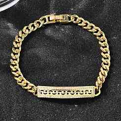 Браслеты из латунных прямоугольных звеньев с микропаве из прозрачного кубического циркония BJEW-F498-01B-G