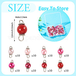 80 шт. 8-х цветные стеклянные перламутровые круглые подвески-соединители PALLOY-TA00263