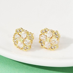 Серьги-гвоздики из латуни с микро-паве и прозрачным фианитом EJEW-U064-02G