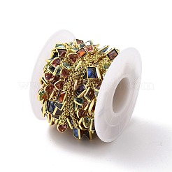 Разноцветные стеклянные цепочки с сердцем и прямоугольными подвесками CHC-F844-09G