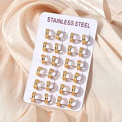 Серьги-кольца из нержавеющей стали 304 с эффектом полировки EJEW-M001-33G