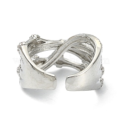 Открытое манжетное кольцо из прозрачного кубического циркония из бамбука RJEW-F144-02P