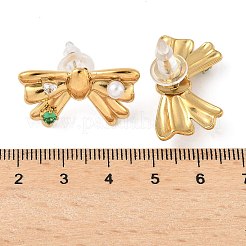 Серьги-гвоздики из нержавеющей стали 304 с микропаве из кубического циркония&nbsp;EJEW-D309-04G