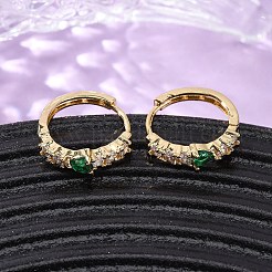 Серьги-кольца в форме слезы с микропаве из кубического циркония из латуни&nbsp;EJEW-S280-05G