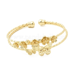 Латунь манжеты браслеты&nbsp;BJEW-F526-03G