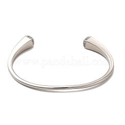 Кристалл горный хрусталь простой тонкий открытый браслет-манжета&nbsp;BJEW-F443-01P