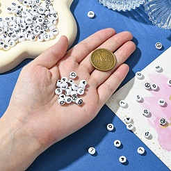 900шт 15 стиля белые и черные акриловые бусины SACR-YW0001-67