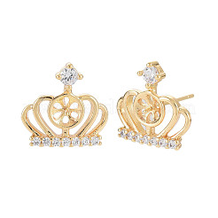 Латунные микро-паве прозрачные серьги-гвоздики из циркония KK-S364-059