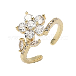 Манжеты из латуни с микро паве кубический цирконий для женщин RJEW-H256-05G