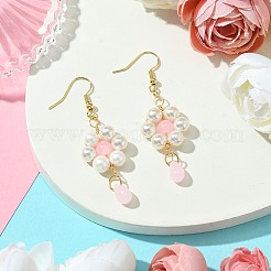 Серьга с жемчугом и стеклянной подвеской EJEW-JE05931-01