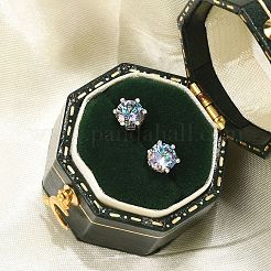 925 серьги-гвоздики из стерлингового серебра с муассанитом и стразами&nbsp;EJEW-U042-05P-01