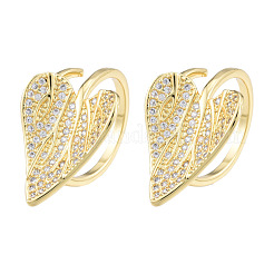 Кольцо-манжета с прозрачным кубическим цирконием и листом сердца&nbsp;RJEW-T016-42G