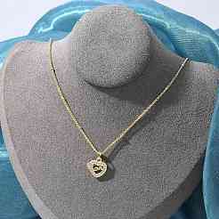 Латунные микропаве прозрачные кубические цирконии полые ожерелья с сердечками для женщин&nbsp;NJEW-M088-02G-03