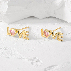 Романтические розовые серьги-сердечки с любовным дизайном для повседневной носки у женщин RW2928-1