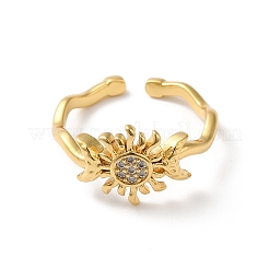 Кольца-манжеты Sun & Moon из латуни с микропаве из кубического циркония RJEW-P088-03G