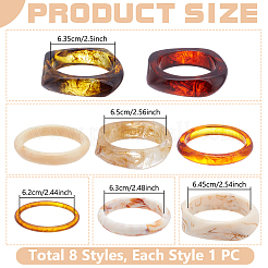 8 шт. 8 стильных браслета из акрила и смолы для женщин&nbsp;BJEW-UN0001-94