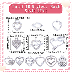 40шт 10 стильные подвески из сплава с кристаллами и стразами ALRI-SC0001-35P