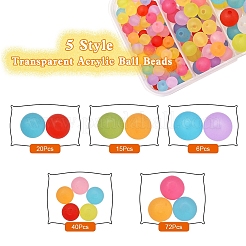 153 шт. 5 стильные прозрачные акриловые шариковые бусины&nbsp;FACR-YW0001-03