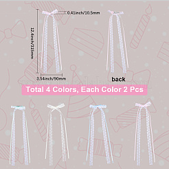 8 шт. 4-х цветные кружевные банты из полиэстера с заколками для волос из кожи аллигатора PHAR-CY0001-01