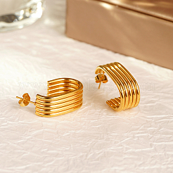 Стильные многослойные серьги-гвоздики в форме буквы С из нержавеющей стали 304 RT9970