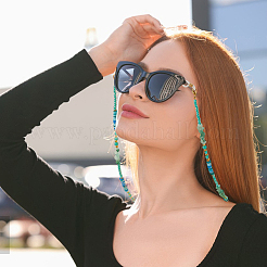 Натуральный зеленый авантюрин и стеклянные и полимерные бусины цепочки для очков&nbsp;HJEW-FH00198