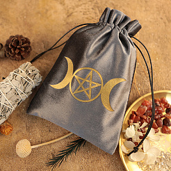 Прямоугольные бархатные мешочки для хранения карт Таро с золотым тиснением и завязками для гадания ABAG-WH20001-25D