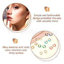7 пара двухцветных эмалевых серег-колец Huggie Hoop для женщин EJEW-DC0001-36